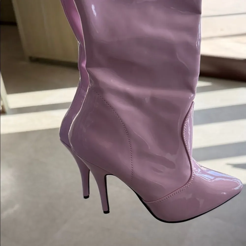 Pleaser Light Pink Over-the-Knee Boots
